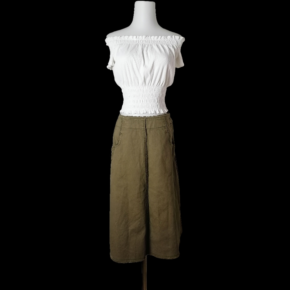🌱 vintage olive green jeans skirt by w closet